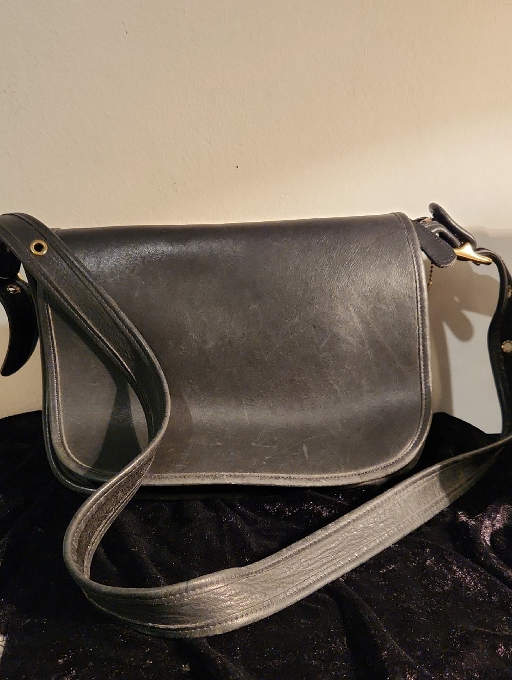 Coach Vintage Black Leather Patricia Legacy Crossbody Bag